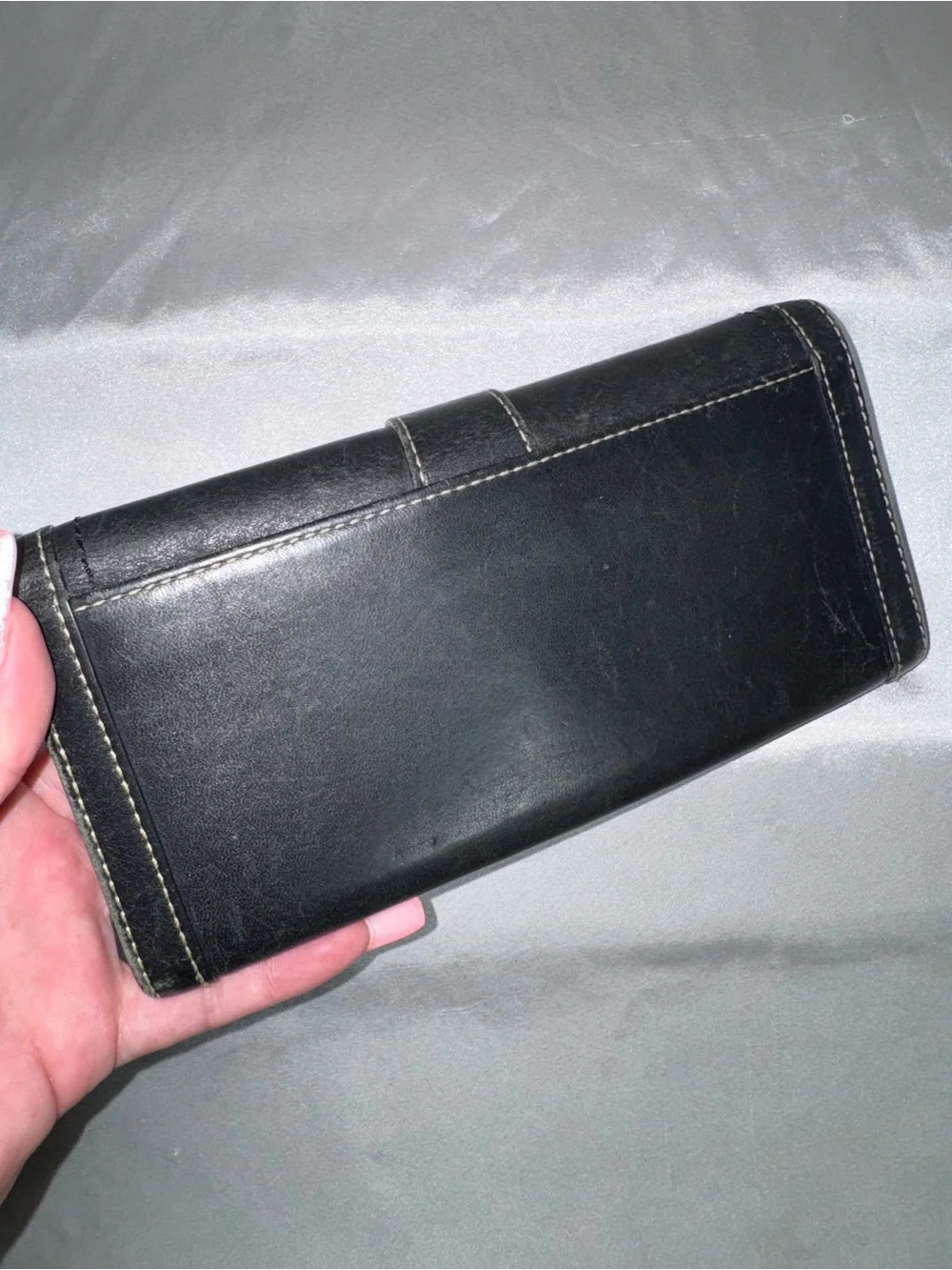 Coach Black Leather Wallet with Silver Buckle Detail